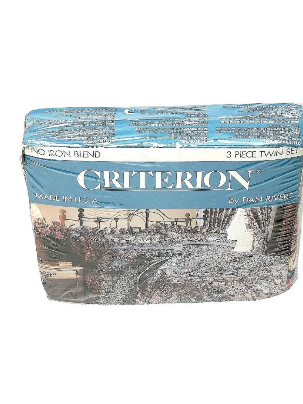DAN RIVER Criterion Twin Sheet Set 3 pc Blue Floral Cotton Blend New Vintage